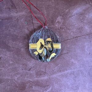 Gorham Crystal Ornament with Gold Bow Vintage 1990s